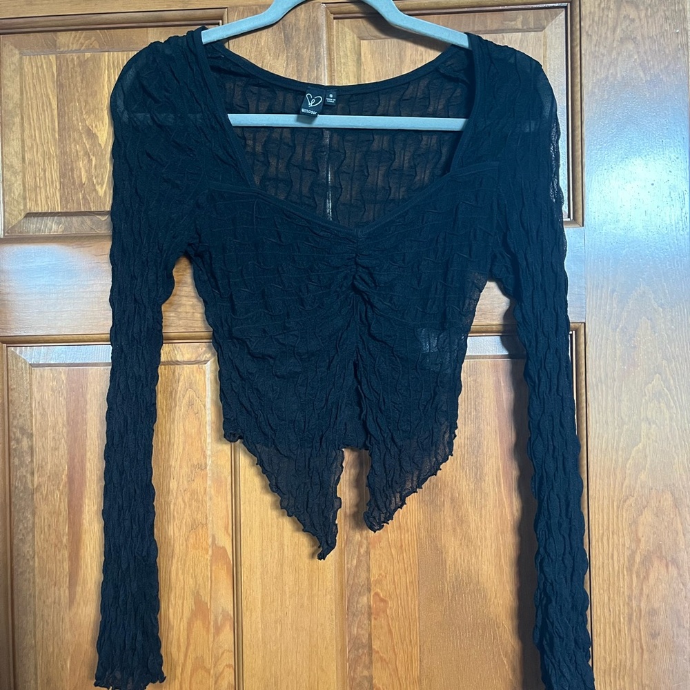 Windsor Black Textured Mesh Blouse